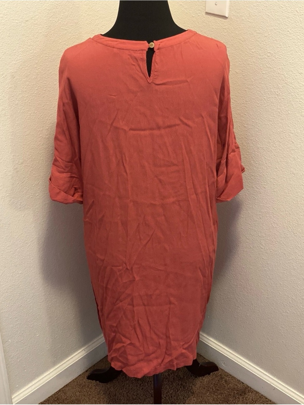 Madewell Journal Side Button Dress Pink Corral Red Rose Size Medium - Picture 5 of 9